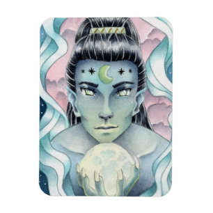 Moon Elf Watercolor Magnet