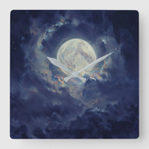 Moon - Ethereal Art Design Square Wall Clock