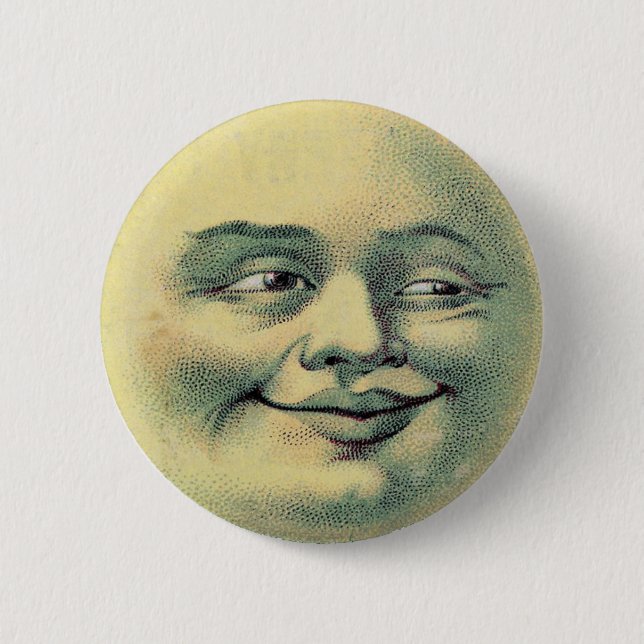 Moon Face 6 Cm Round Badge (Front)