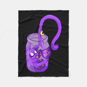 Moon Face Cat Nap - Cute Cat  Fleece Blanket