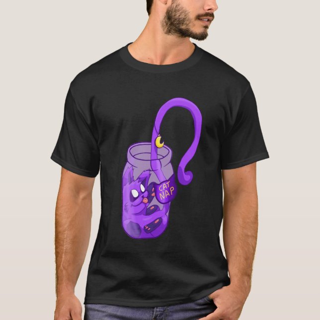 Moon Face Cat Nap - Cute Cat T-Shirt (Front)