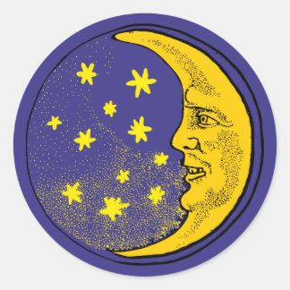 moon face classic round sticker