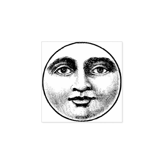 Moon Face Rubber Stamp (Imprint)