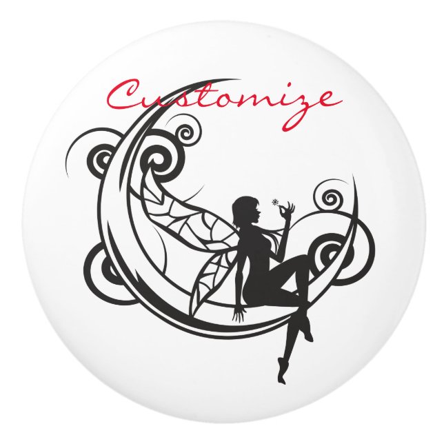 Moon Fairy Silhouette Thunder_Cove Ceramic Knob (Front)