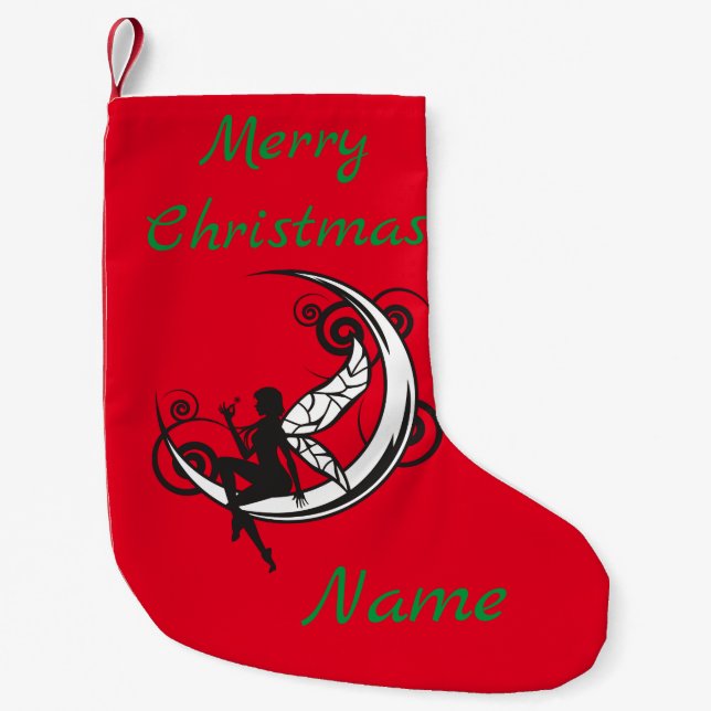 Moon Fairy Silhouette Thunder_Cove Small Christmas Stocking (Front)
