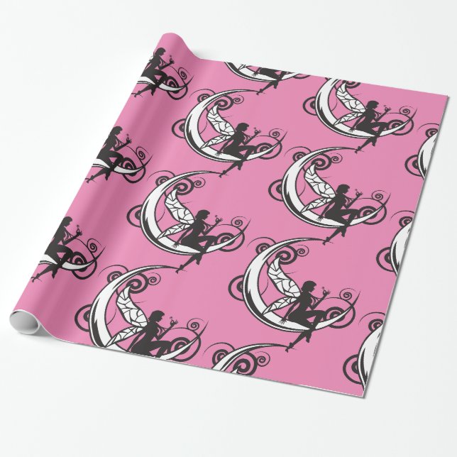 Moon Fairy Silhouette Thunder_Cove Wrapping Paper (Unrolled)