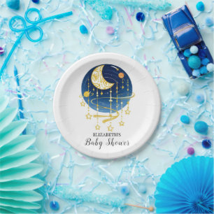 Moon Falling Stars Baby Shower Paper Plate