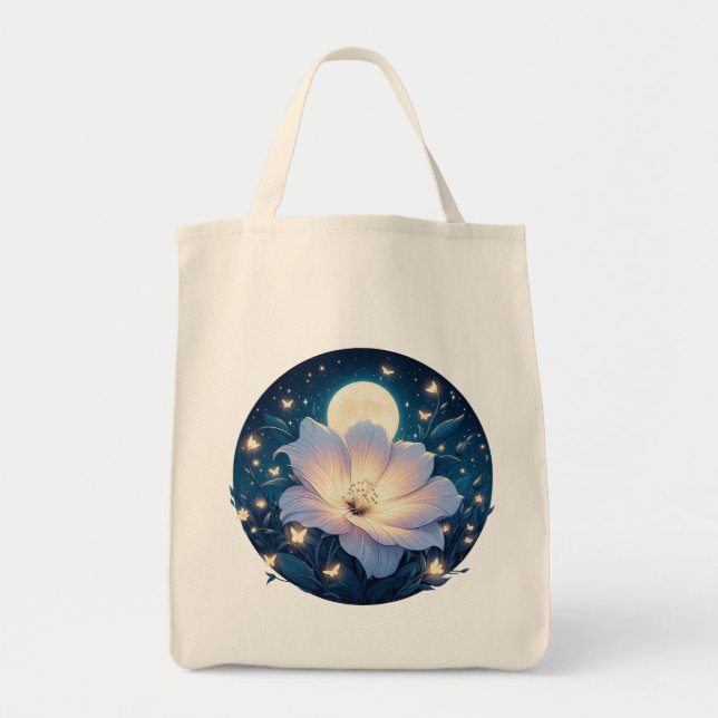 Moon Flower Design Tote Bag (Front)