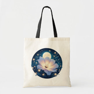 Moon Flower Design Tote Bag
