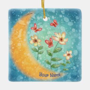 Moon flowers  ceramic ornament