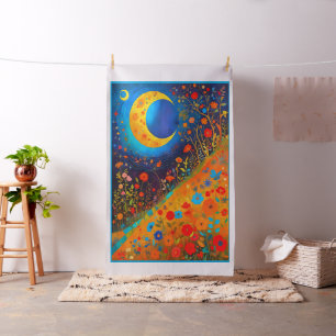Moon Flowers Modern Art Cheater Quilt Sew Panel Fabric