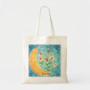 Moon flowers tote bag