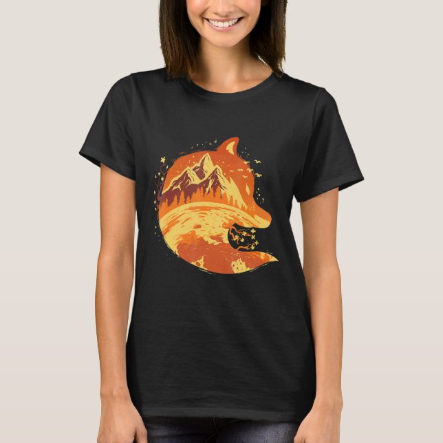 Moon Forest Fox Hunting Mountain Fox Whisperer T-Shirt (Front)