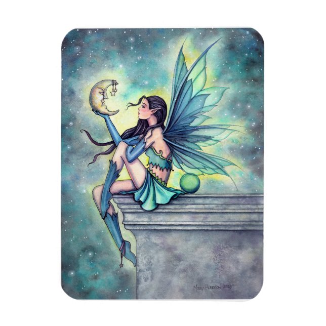 Moon Friend Fairy Fantasy Greeting Card Magnet (Vertical)