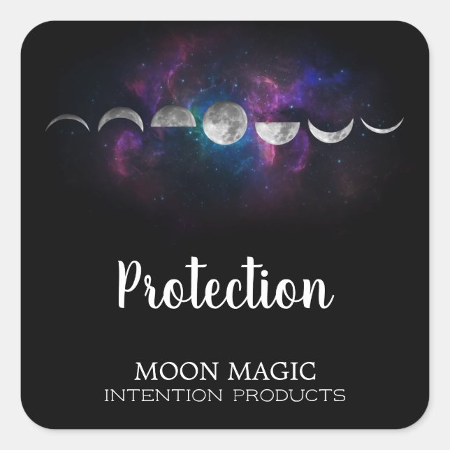 Moon Galaxy Intention Spell Square Sticker (Front)