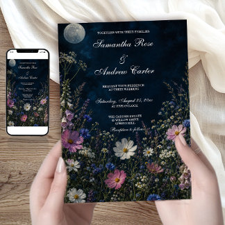 Moon Garden Dark Wildflower Foxglove Wedding Invitation