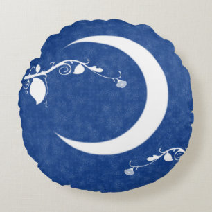 Moon Garden: Moonlight And Vines Round Cushion