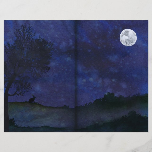 Moon Gazing Rabbit Midnight Scrapbook Pages (Front)
