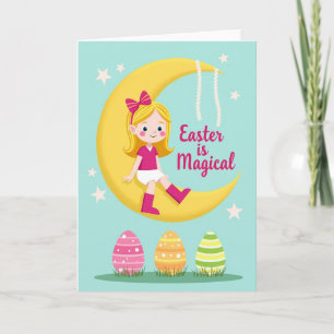 Moon Girl Spring Greeting Card