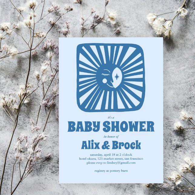Moon Glow Boho Modern Cute Custom Baby Shower  Invitation (Moon Glow Boho Modern Cute Custom Baby Shower Invitation
)