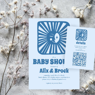 Moon Glow Boho Modern Cute Custom QR Baby Shower  Enclosure Card