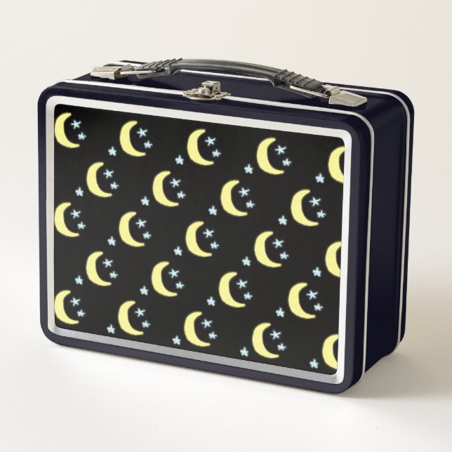 Moon Glow Metal Lunchbox (Black & Soft Yellow) (Front)