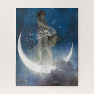 Moon Goddess Bare Scattering Night Stars Jigsaw Puzzle