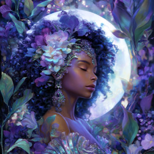 Moon Goddess Black Fantasy Art Black Queen Poster
