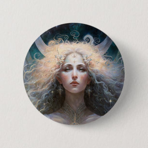 Moon Goddess Fantasy Art 6 Cm Round Badge