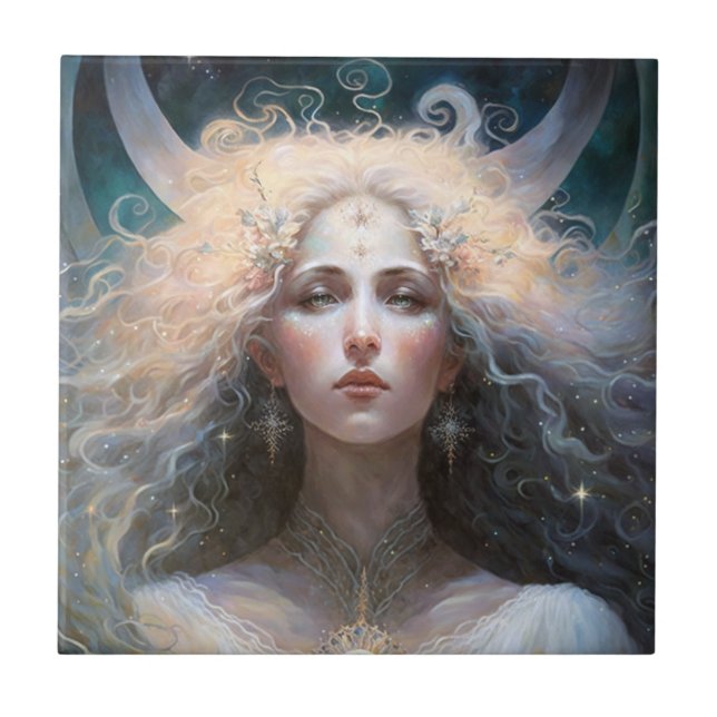 Moon Goddess Fantasy Art Tile (Front)