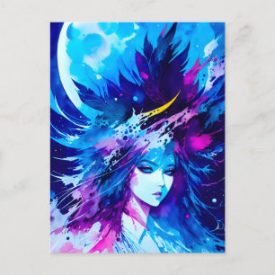 Moon Goddess Japanese Fantasy  Postcard