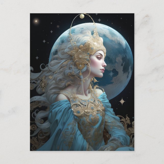 Moon Goddess Queen Fantasy Art Postcard (Front)