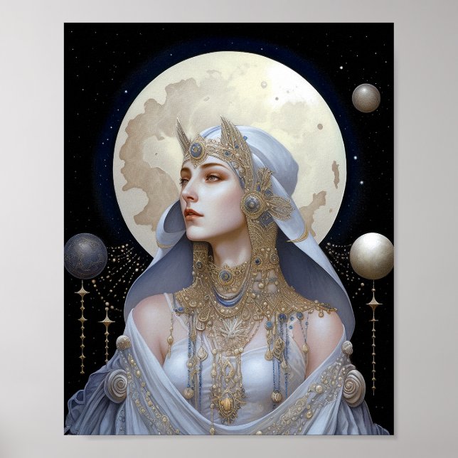 Moon Goddess Queen Fantasy Art Poster (Front)