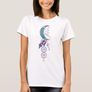 Moon Goddess Teal Boho Dreamcatcher Gypsy Design T-Shirt