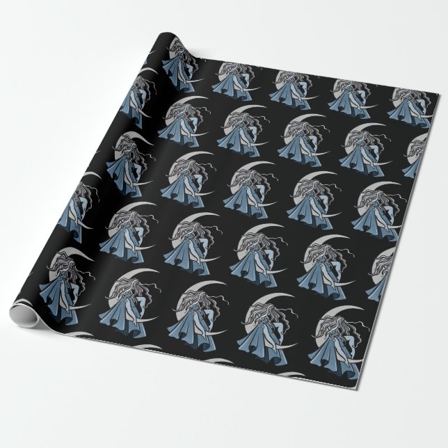 Moon Goddess Wrapping Paper (Unrolled)