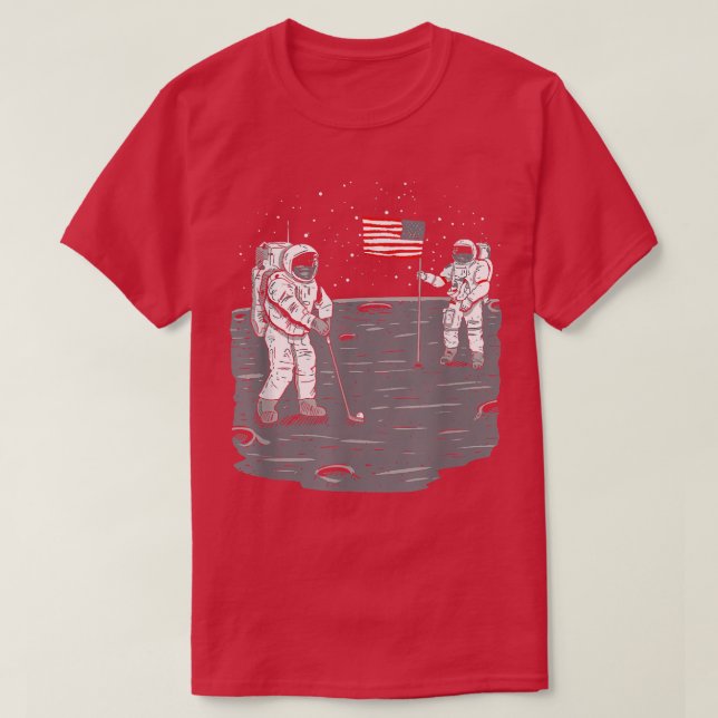 Moon Golf Funny Astronaut Golfer Golf in Space U  T-Shirt (Design Front)