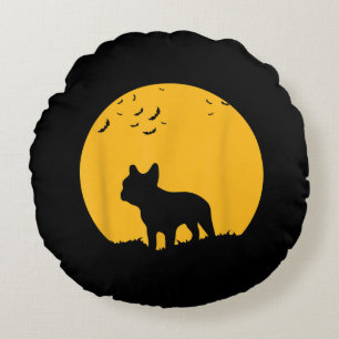 Moon Halloween Inspire French Bulldog Gift Round Cushion