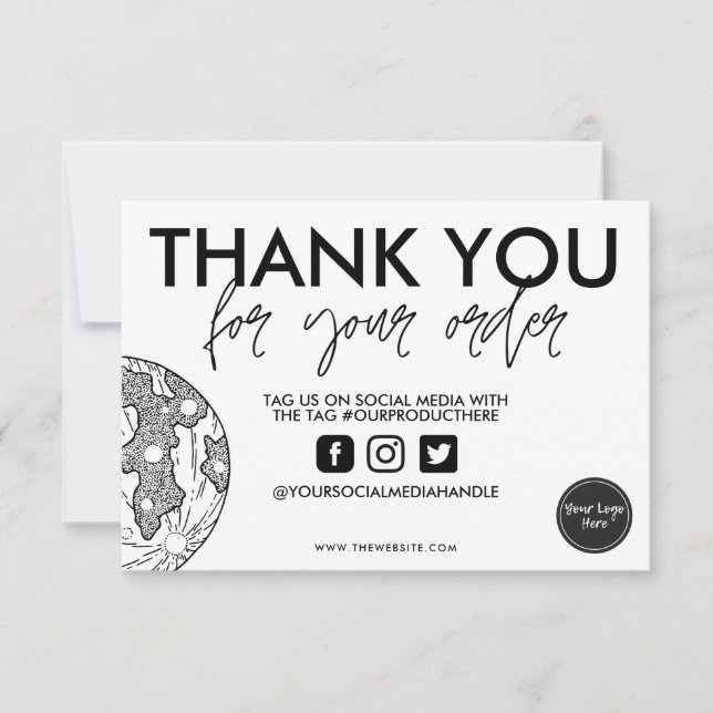 Moon Hand Drawing Starry Space Insert Elegant  (Front)