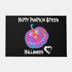 Moon Hearts Halloween Pumpkin Door Mat