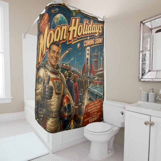 Moon holidays, shower curtain (In Situ)