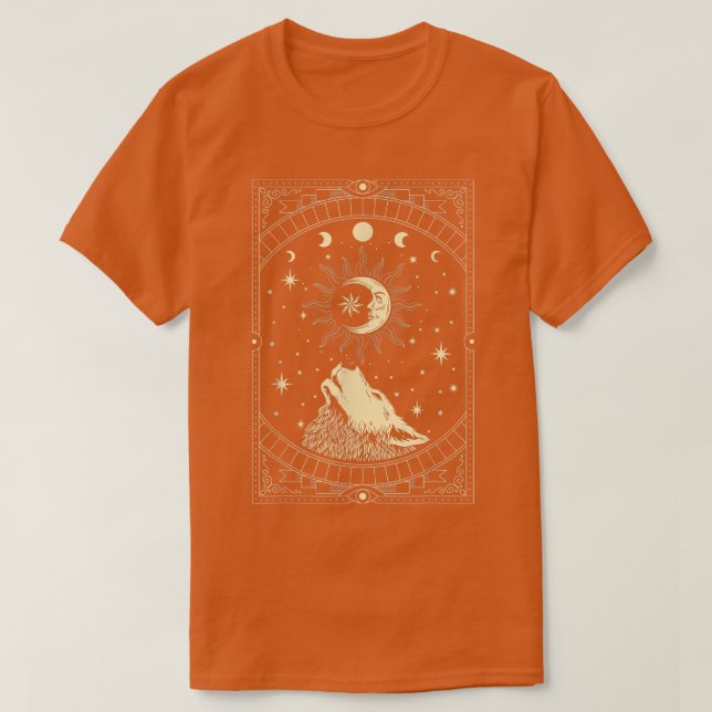 Moon Howling Wolf  Gothic Witch Witchcraft Occult  T-Shirt (Design Front)