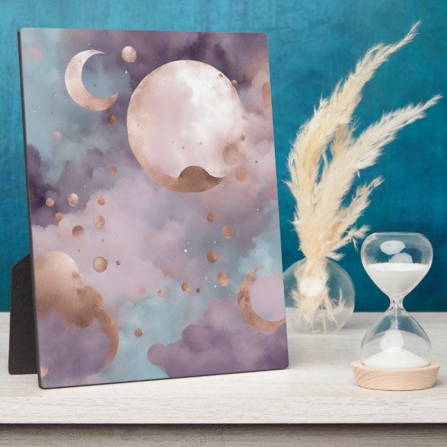 Moon in Pink AI art  Plaque (Side)
