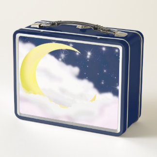 Moon In Soft Clouds Metal Lunchbox