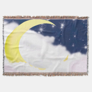 Moon In Soft Clouds Throw Blanket