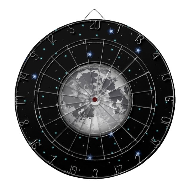 Moon in Starry Space Dartboard (Front)