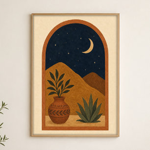 Moon in the Arch Watercolour Celestial Art Poster