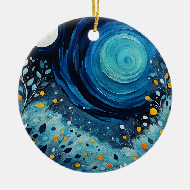 Moon In The Garden 804 Ceramic Tree Decoration (Front)