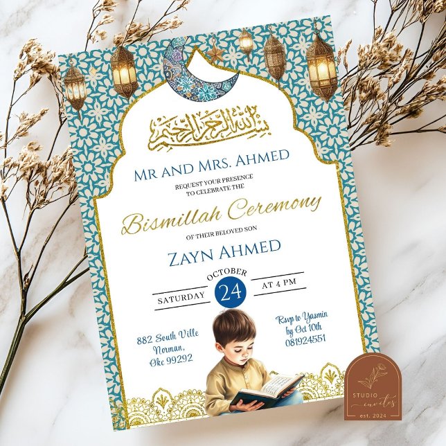 Moon Islamic Boy Bismillah Ceremony Invitation (Creator Uploaded)