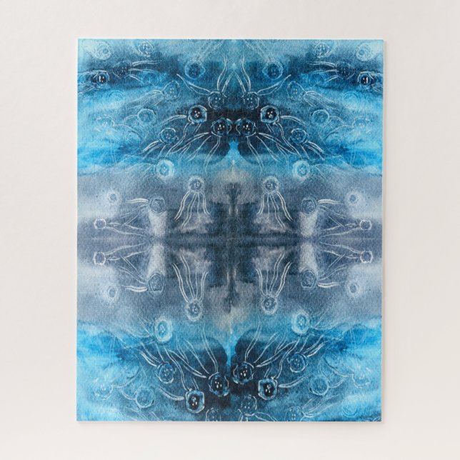 Moon jellyfish batik print jigsaw puzzle (Vertical)