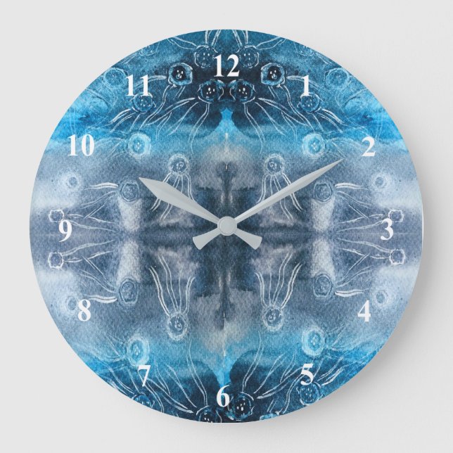 Moon jellyfish batik print large clock (Front)